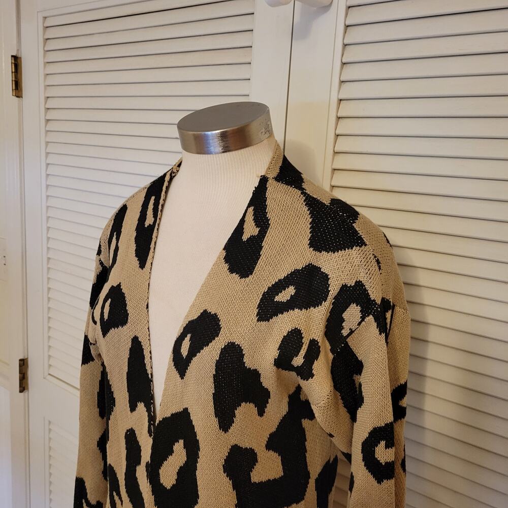 Leopard Print Open Front Longline Cardigan Goodni… - image 2